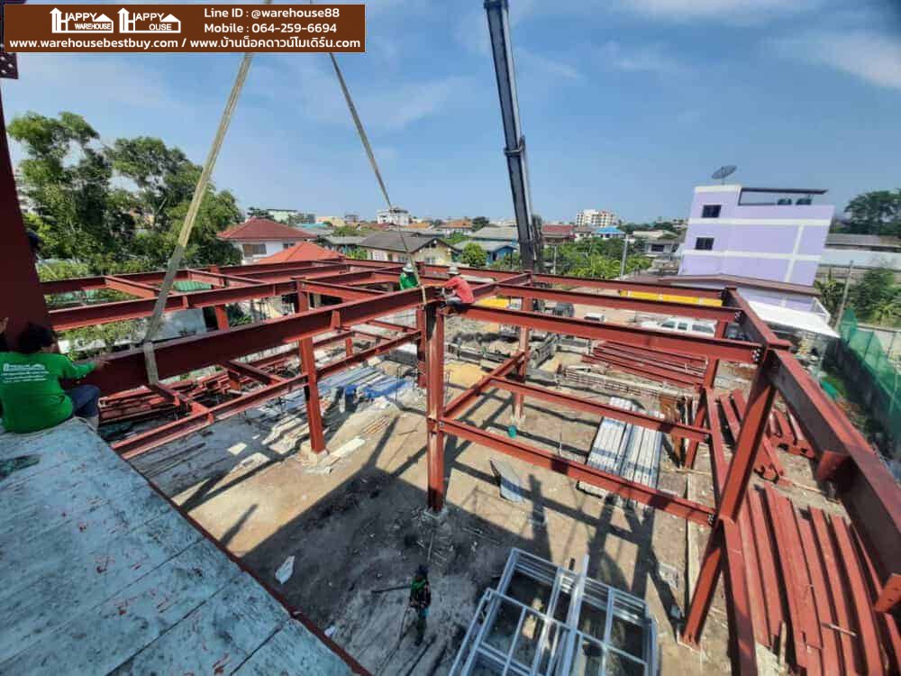 Update!! งานก่อสร้างอาคาร 4 ชั้น 5/5/63 ในเขตพื้นที่ นนทบุรี ขนาด16×36×13.5 เมตร ราคา 15.8 ลบ. (รวมงานพื้น)ไม่รวมงานระบบ ขั้นตอนการเตรียมเทพื้นอาคารชั้น 2-3-4 และติดตั้งโครงสร้างเหล็กอาคาร