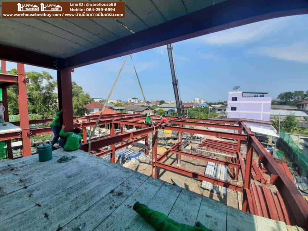Update!! งานก่อสร้างอาคาร 4 ชั้น 5/5/63 ในเขตพื้นที่ นนทบุรี ขนาด16×36×13.5 เมตร ราคา 15.8 ลบ. (รวมงานพื้น)ไม่รวมงานระบบ ขั้นตอนการเตรียมเทพื้นอาคารชั้น 2-3-4 และติดตั้งโครงสร้างเหล็กอาคาร
