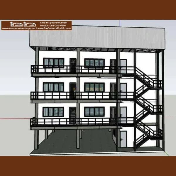 Update ติดตั้งอาคาร 4 ชั้น นนทบุรี ก่อนส่งมอบอาคาร อาคารสำนักงาน 4 ชั้น 16×36×14.5 m. ราคาโครงสร้าง 13 ล้านบาท