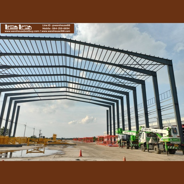 โกดังสำเร็จรูป โครงสร้าง HW-HB ขนาด 46x150x18.40 เมตร รวมงานฐานรากเข็มตอก งานคอนกรีตพื้นวางบนดิน รับสร้างโรงงาน(PP-020) product 224 1664003000 5191