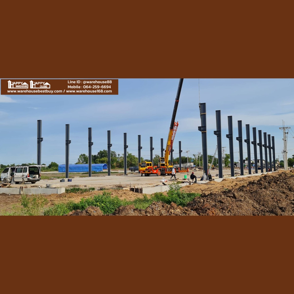 โกดังสำเร็จรูป โครงสร้าง HW-HB ขนาด 46x150x18.40 เมตร รวมงานฐานรากเข็มตอก งานคอนกรีตพื้นวางบนดิน รับสร้างโรงงาน(PP-020) product 224 1664003862 551
